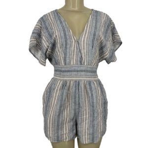 American Eagle Cotton/Linen Shorts Romper With Open Back Size Small